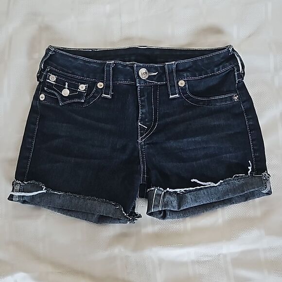 True Religion Dark Blue Jean Shorts - Picture 2 of 16